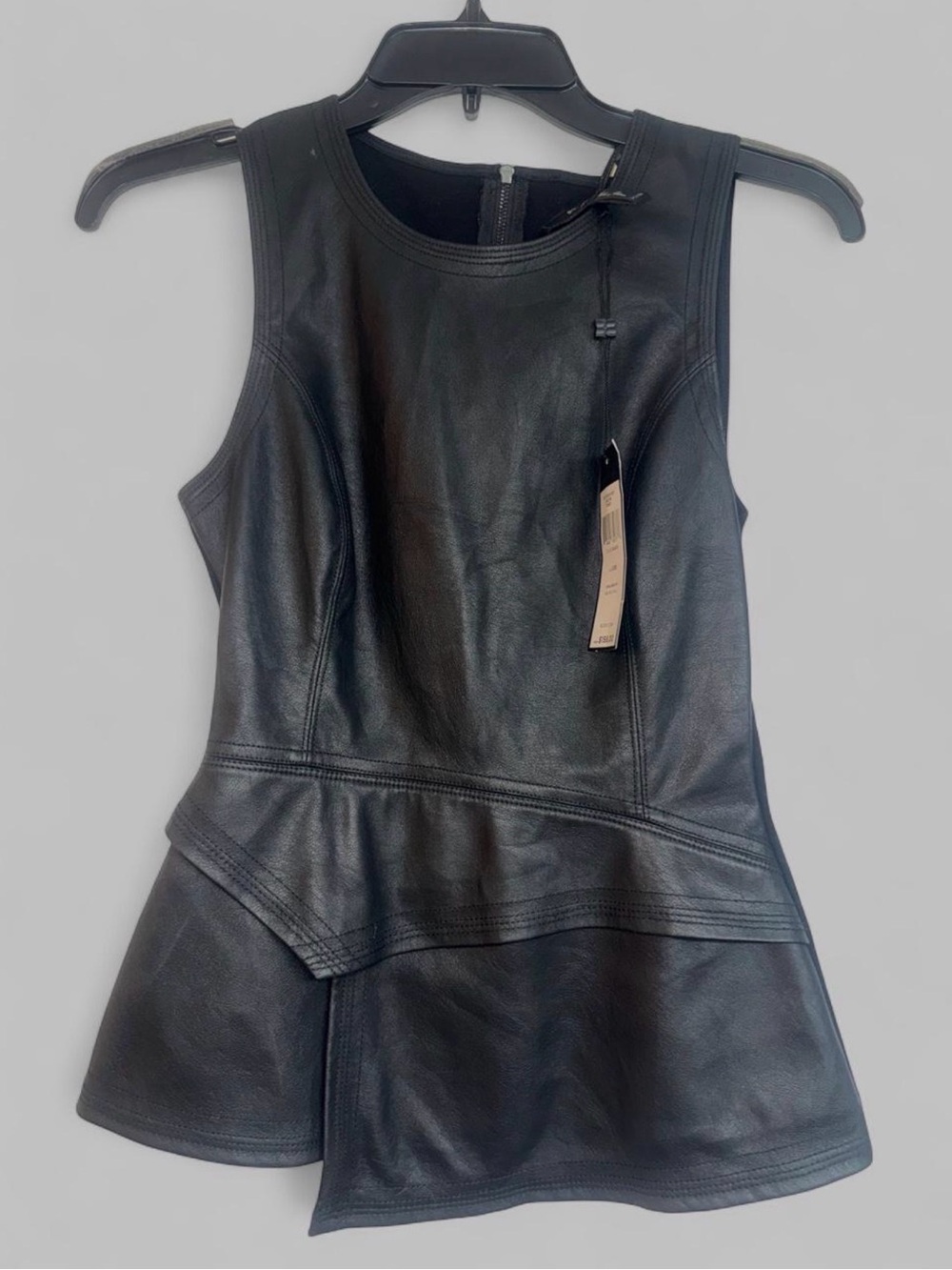 NEW BCBGMaxAzria Asymmetrical Black Faux Leather